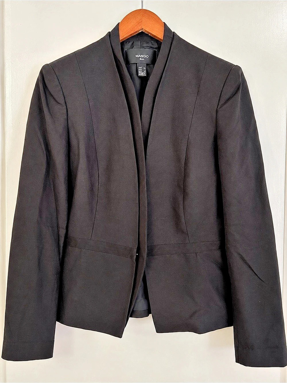 Mango Suit Black Cotton Linen Tailored Blazer | Size L